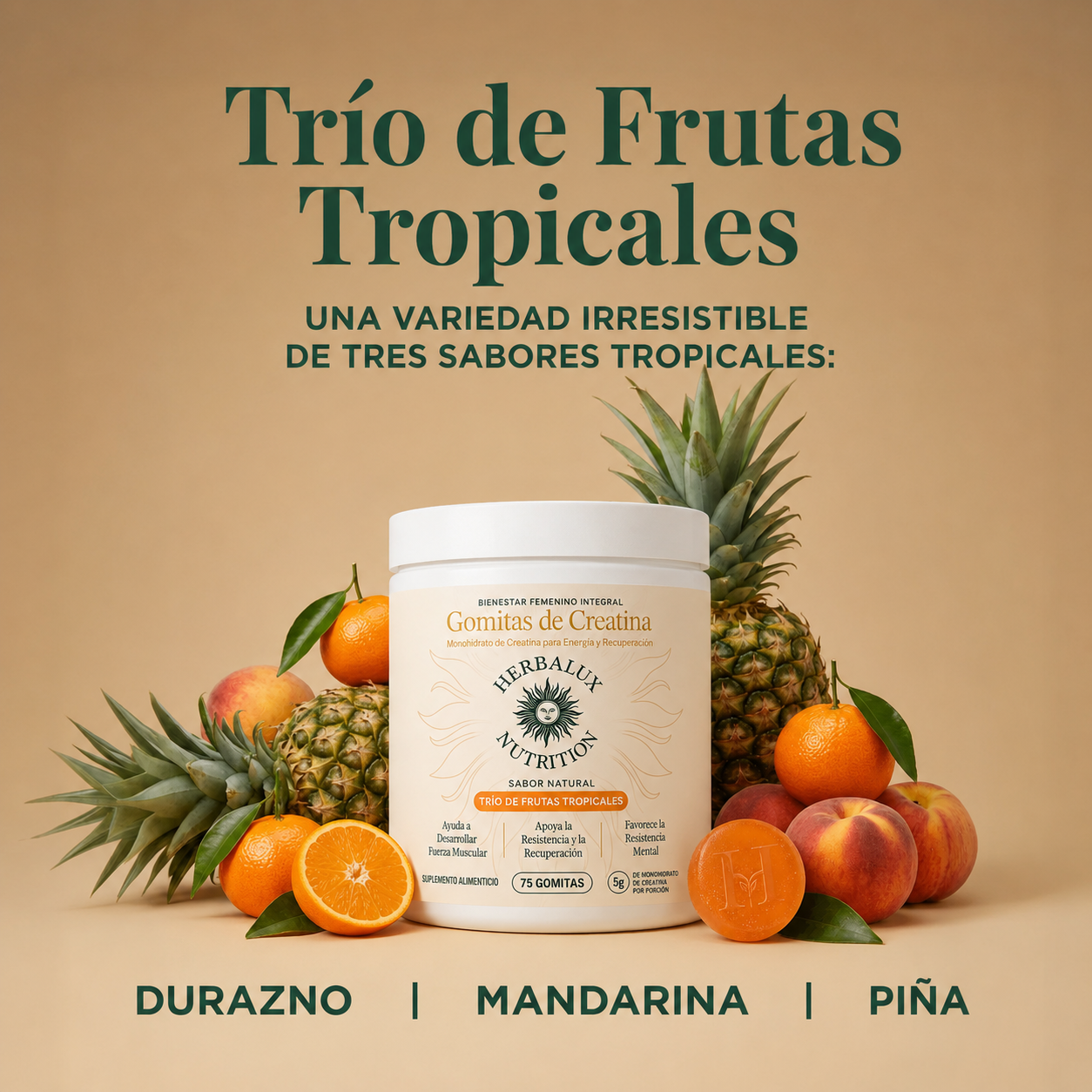 Creatina Gummies 5000mg — Fuerza, Recuperación y Definición Muscular | Herbalux®