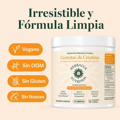 Creatina Gummies 5000mg — Fuerza, Recuperación y Definición Muscular | Herbalux®