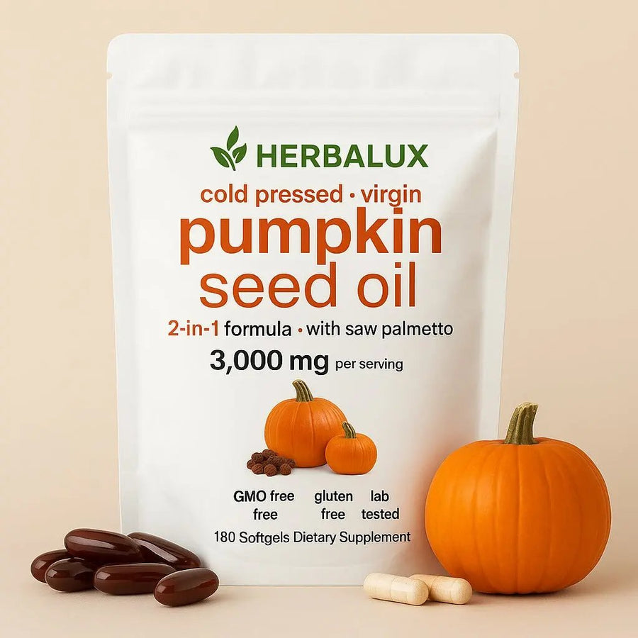 Aceite de Semilla de Calabaza 3000 mg – Cabello Fuerte y Piel Radiante HerbaLux